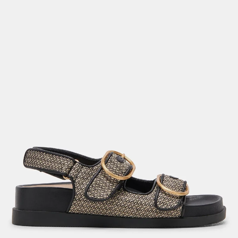 Leather - trimmed women's espadrilles for added eleganceStarla Sandals Black Multi Woven Leather - trimmed women's espadrilles for added eleganceStarla Sandals Black Multi Woven