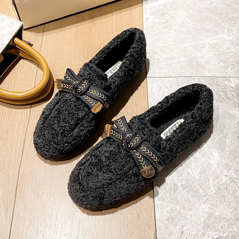 Women's casual oxford shoes for a preppy styleWomen Fashion Casual Soft Flat Fur Shoes Women's casual oxford shoes for a preppy styleWomen Fashion Casual Soft Flat Fur Shoes