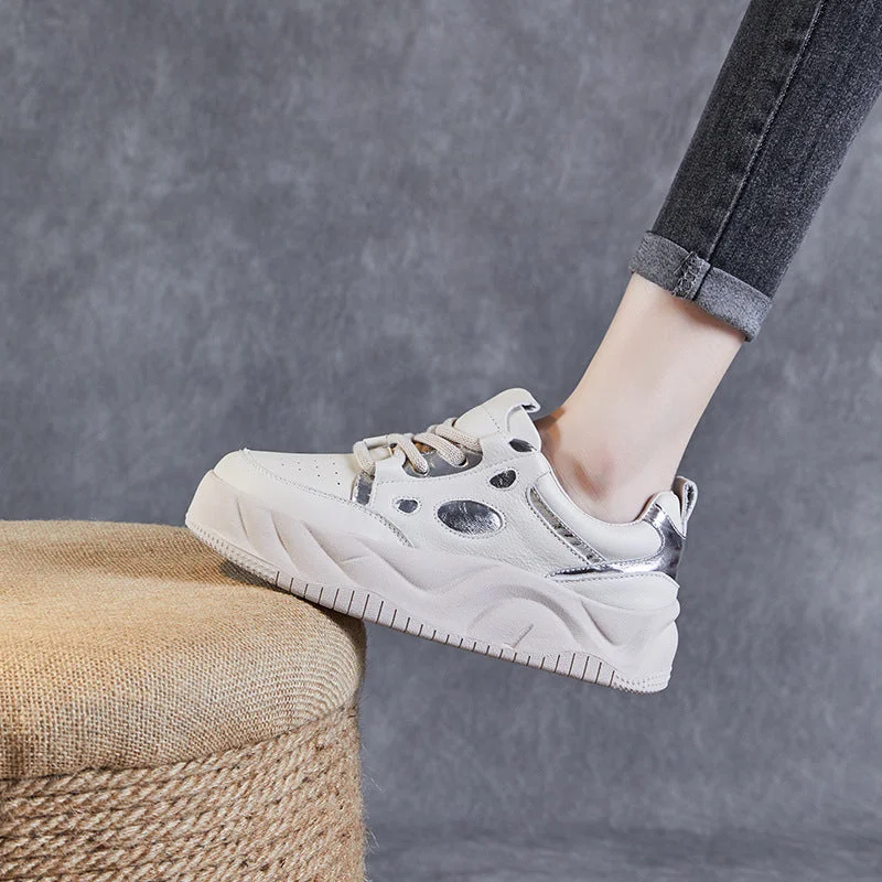 Women's casual trainers with a sporty edgeWomen Fashion Leather Thick Soled Casual Shoes Women's casual trainers with a sporty edgeWomen Fashion Leather Thick Soled Casual Shoes