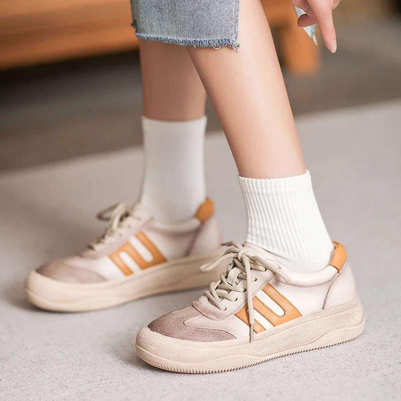 Women's casual shoes for a casual office environmentWomen Fashion Patchwork Leather Flat Casual Shoes Women's casual shoes for a casual office environmentWomen Fashion Patchwork Leather Flat Casual Shoes