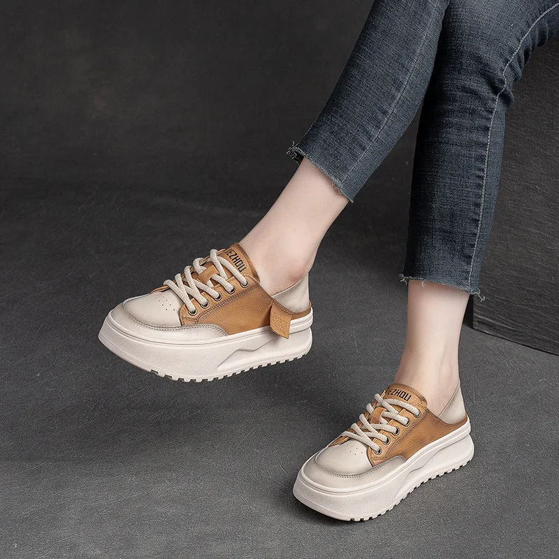 Women's casual espadrilles with a summer - friendly designWomen Fashion Patchwork Leather Thick Soled Casual Shoes Women's casual espadrilles with a summer - friendly designWomen Fashion Patchwork Leather Thick Soled Casual Shoes
