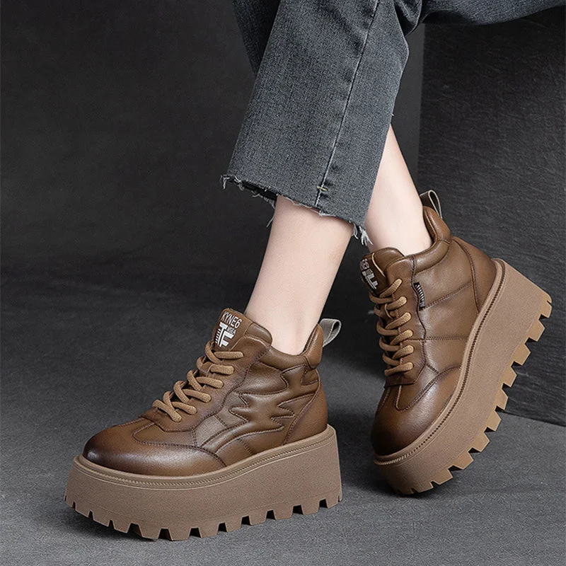 Women's casual mules for a trendy and convenient optionWomen Minimalist Cowhide Chunky Platform Casual Shoes Women's casual mules for a trendy and convenient optionWomen Minimalist Cowhide Chunky Platform Casual Shoes
