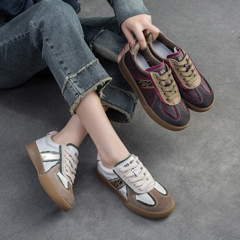 Women's casual suede shoes for a soft textureWomen Patchwork Leather Flat Casual Training Shoes Women's casual suede shoes for a soft textureWomen Patchwork Leather Flat Casual Training Shoes