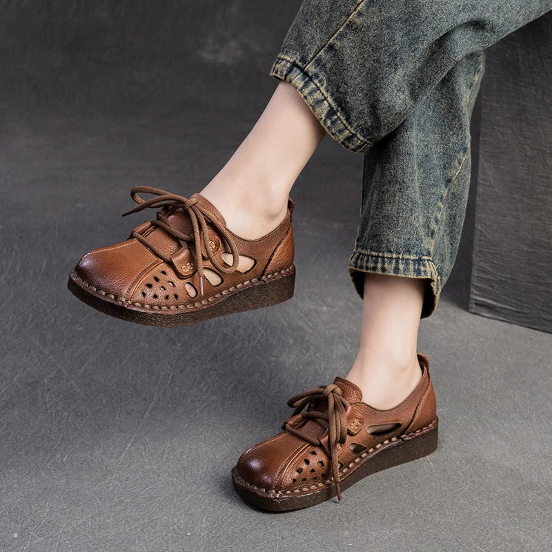 Women's casual loafers for a sophisticated appearanceWomen Retro Hollow Leather Flat Casual Shoes Women's casual loafers for a sophisticated appearanceWomen Retro Hollow Leather Flat Casual Shoes