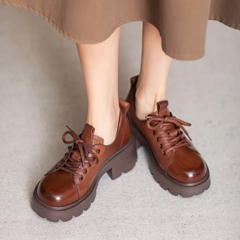 Women's casual shoes with stripes for a classic designWomen Retro Leather Chunky Platform Casual Shoes Women's casual shoes with stripes for a classic designWomen Retro Leather Chunky Platform Casual Shoes