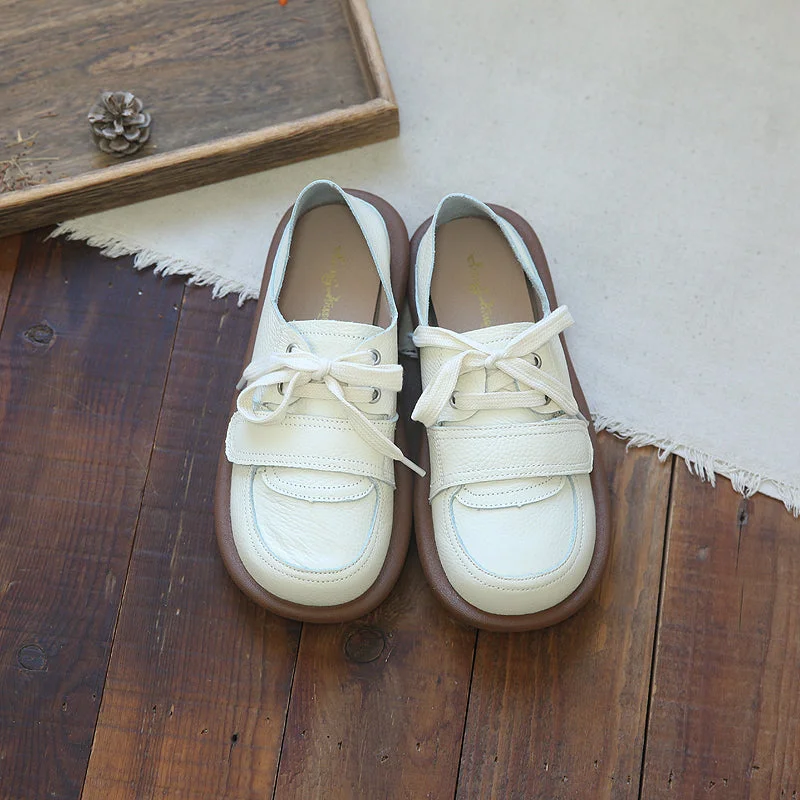 Women's casual shoes in beige for a neutral optionWomen Retro Leather Flat Soft Casual Shoes Women's casual shoes in beige for a neutral optionWomen Retro Leather Flat Soft Casual Shoes