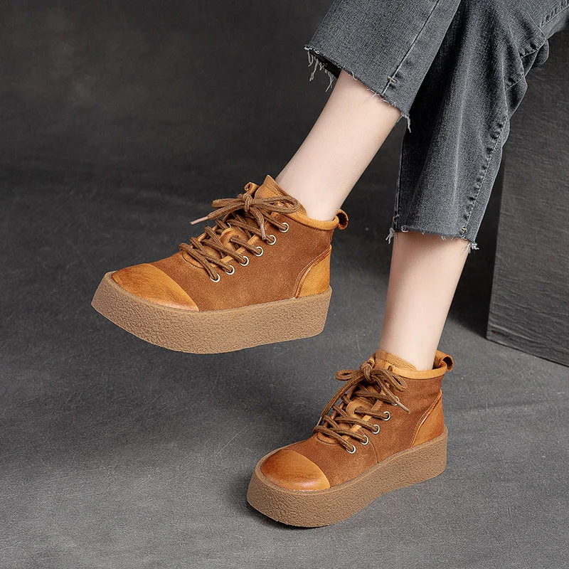 Women's casual shoes with stripes for a classic designWomen Retro Leather Flat Thick Soled Casual Shoes Women's casual shoes with stripes for a classic designWomen Retro Leather Flat Thick Soled Casual Shoes