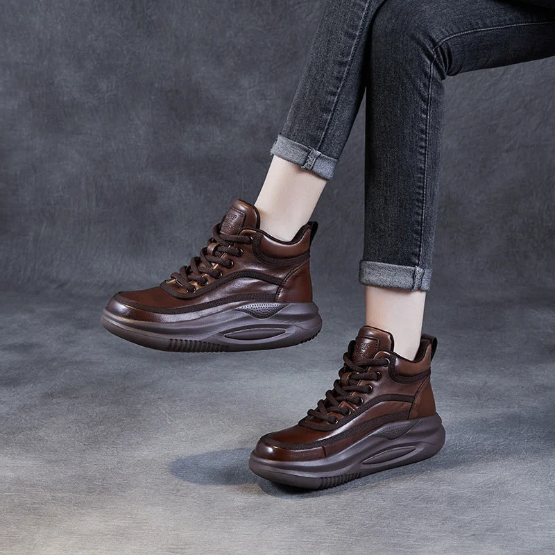 Women's casual ballet flats for a feminine lookWomen Retro Leather High-Top Thick Soled Casual Shoes Women's casual ballet flats for a feminine lookWomen Retro Leather High-Top Thick Soled Casual Shoes