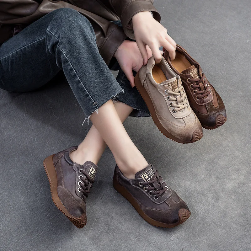 Leather women's casual shoes with a classic touchWomen Retro Leather Patchwork Comfort Casual Shoes Leather women's casual shoes with a classic touchWomen Retro Leather Patchwork Comfort Casual Shoes