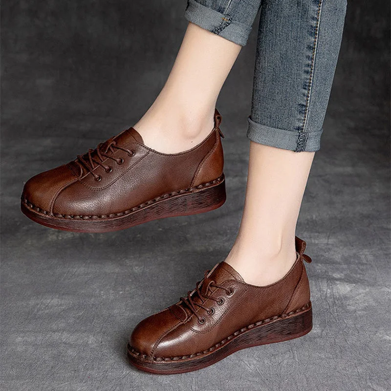 Women's casual loafers for a sophisticated appearanceWomen Retro Leather Soft Wedge Casual Work Shoes Women's casual loafers for a sophisticated appearanceWomen Retro Leather Soft Wedge Casual Work Shoes