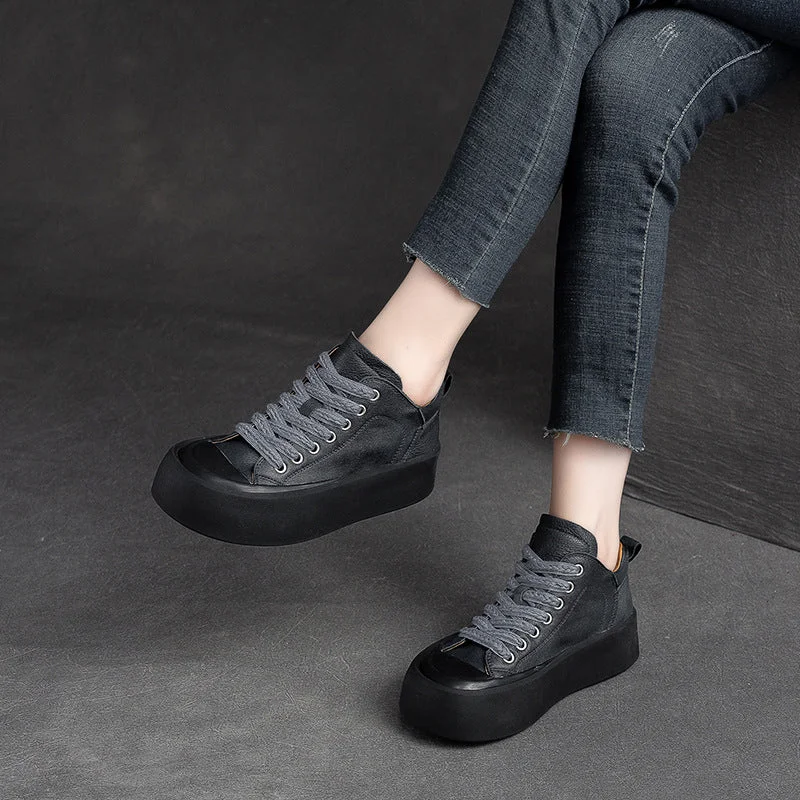 Women's casual sneakers for an active lifestyleWomen Retro Leather Thick Soled Casual Shoes Women's casual sneakers for an active lifestyleWomen Retro Leather Thick Soled Casual Shoes