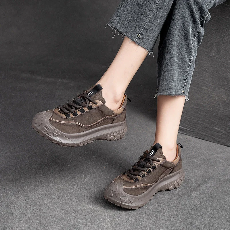 Leather women's casual shoes with a classic touchWomen Retro Leather Thick Soled Casual Shoes Leather women's casual shoes with a classic touchWomen Retro Leather Thick Soled Casual Shoes