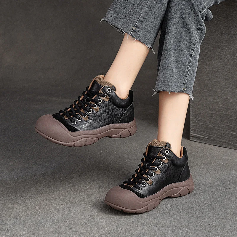 Women's casual shoes with glitter accents for a touch of glamourWomen Retro Leather Thick Soled Causal Shoes Women's casual shoes with glitter accents for a touch of glamourWomen Retro Leather Thick Soled Causal Shoes