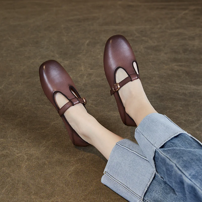 Women's casual shoes in red for a pop of colorWomen Retro Minimalist Leather Buckle Casual Shoes Women's casual shoes in red for a pop of colorWomen Retro Minimalist Leather Buckle Casual Shoes
