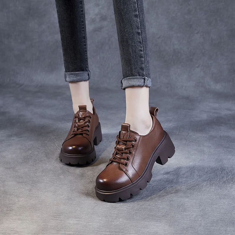 Women's casual shoes with embroidery for a detailed designWomen Retro Minimalist Leather Chunky Heel Casual Shoes Women's casual shoes with embroidery for a detailed designWomen Retro Minimalist Leather Chunky Heel Casual Shoes