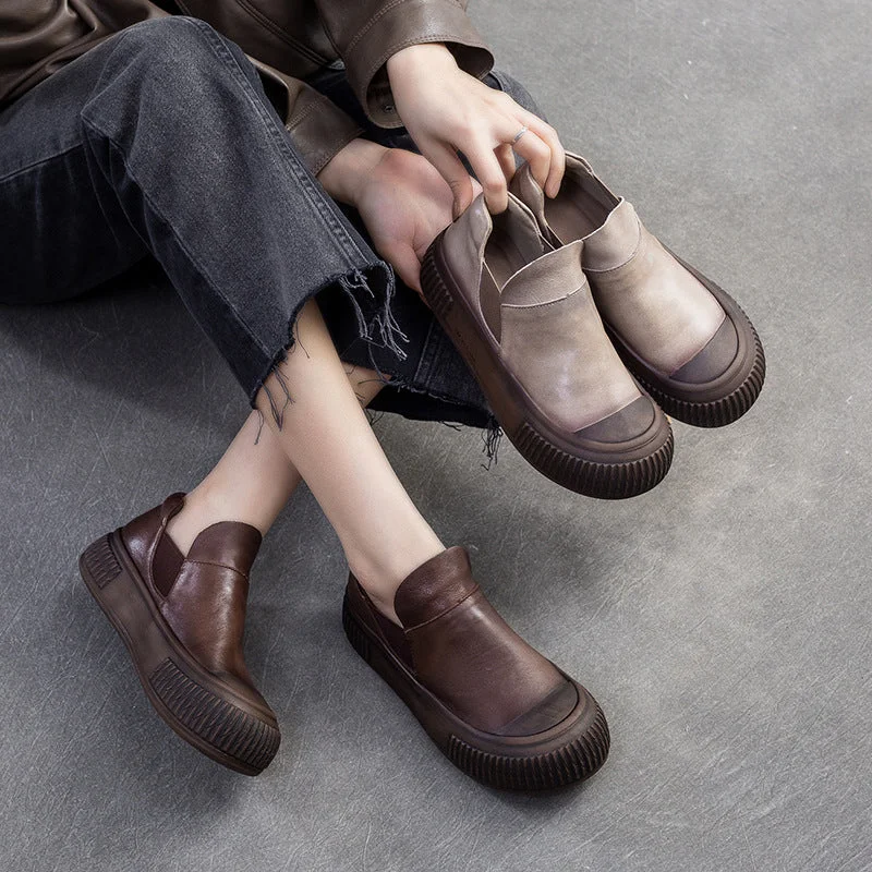 Women's casual shoes with geometric prints for a modern feelWomen Retro Minimalist Leather Flat Casual Shoes Women's casual shoes with geometric prints for a modern feelWomen Retro Minimalist Leather Flat Casual Shoes