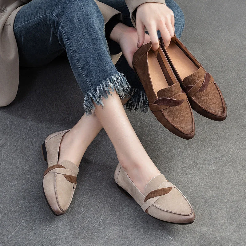 Women's casual shoes in green for a unique touchWomen Retro Minimalist Leather Pointed Toe Casual Shoes Women's casual shoes in green for a unique touchWomen Retro Minimalist Leather Pointed Toe Casual Shoes