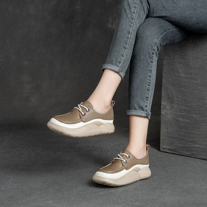 Women's casual shoes with memory foam insoles for extra comfortWomen Retro Minimalist Leather Thick Soled Casual Shoes Women's casual shoes with memory foam insoles for extra comfortWomen Retro Minimalist Leather Thick Soled Casual Shoes