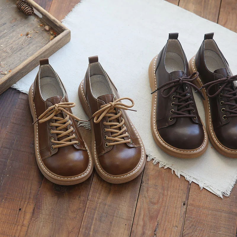 Women's casual shoes in brown for a natural toneWomen Retro Minimalist Thick Soled Casual Shoes Women's casual shoes in brown for a natural toneWomen Retro Minimalist Thick Soled Casual Shoes