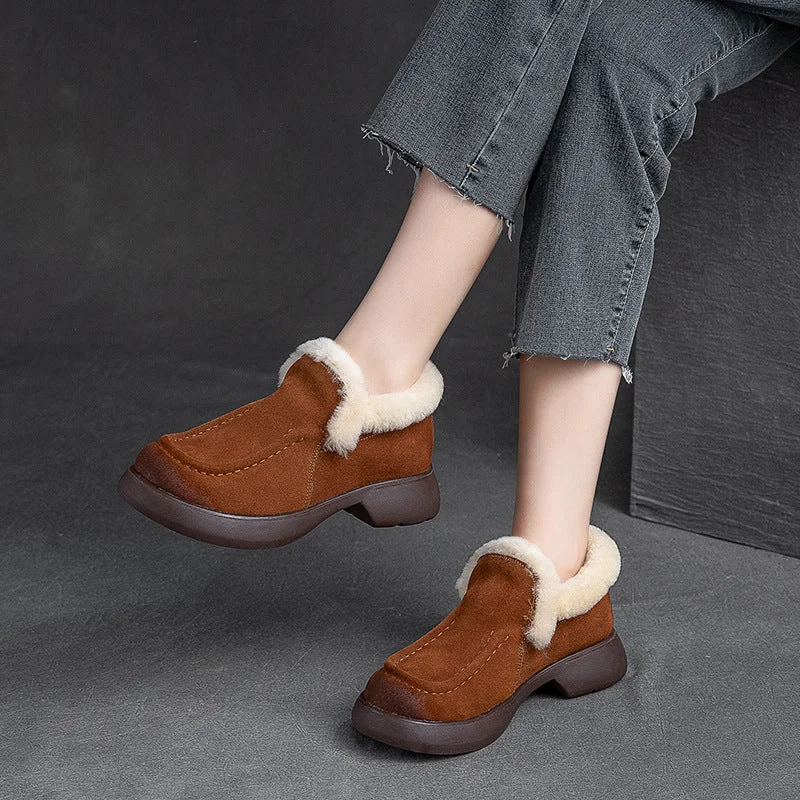 Women's casual shoes in brown for a natural toneWomen Retro Minimalist Thick Soled Furred Casual Shoes Women's casual shoes in brown for a natural toneWomen Retro Minimalist Thick Soled Furred Casual Shoes