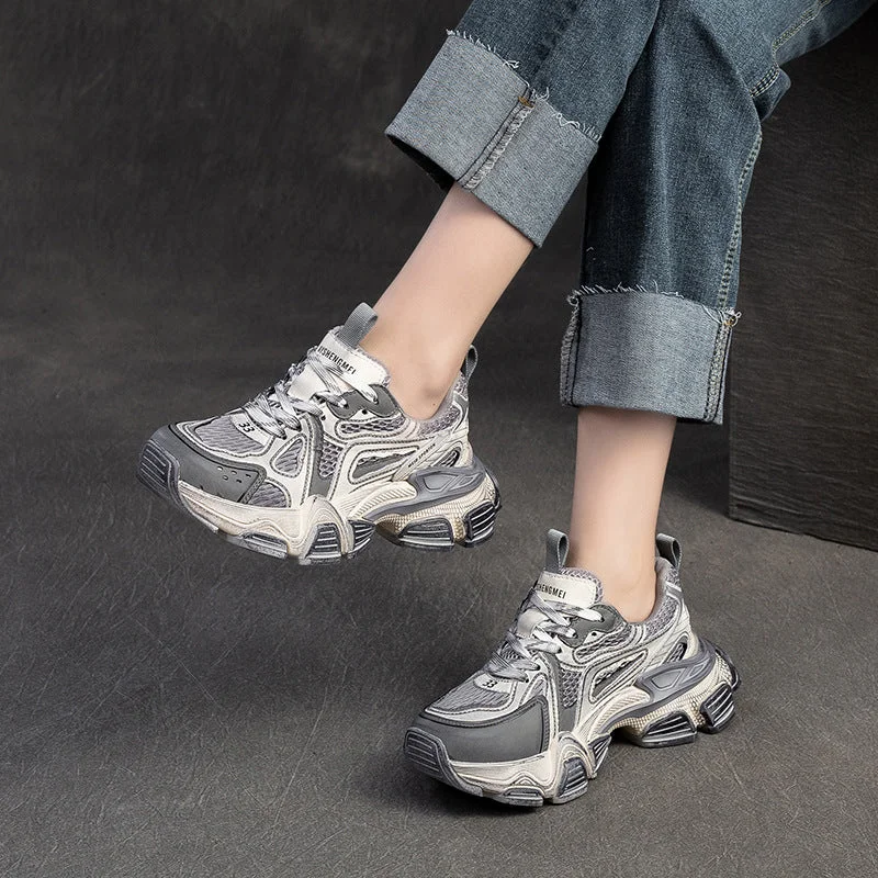 Women's casual platform shoes for added heightWomen Retro Patchwork Chunky Platform Casual Shoes Women's casual platform shoes for added heightWomen Retro Patchwork Chunky Platform Casual Shoes
