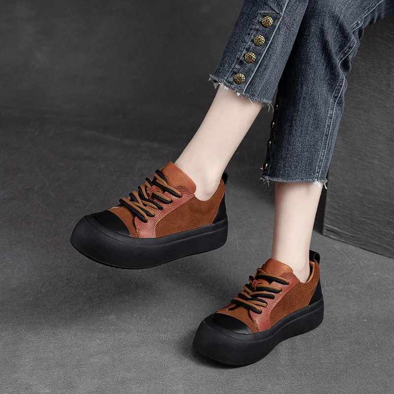 Women's casual shoes for a day at the beachWomen Retro Patchwork Leather Flat Casual Shoes Women's casual shoes for a day at the beachWomen Retro Patchwork Leather Flat Casual Shoes