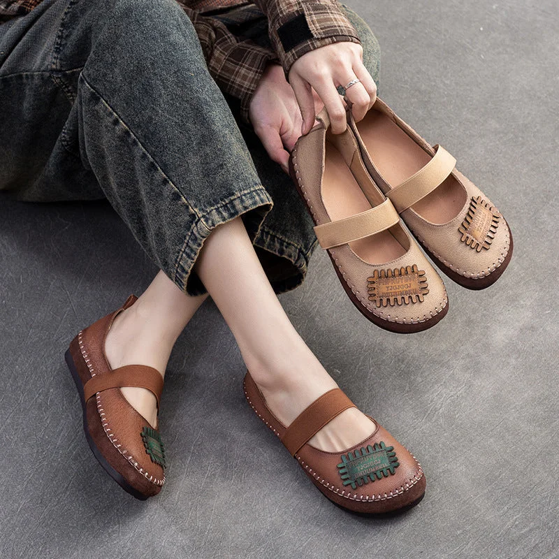 Women's casual flat shoes for all - day comfortWomen Retro Patchwork Leather Soft Flat Casual Shoes Women's casual flat shoes for all - day comfortWomen Retro Patchwork Leather Soft Flat Casual Shoes