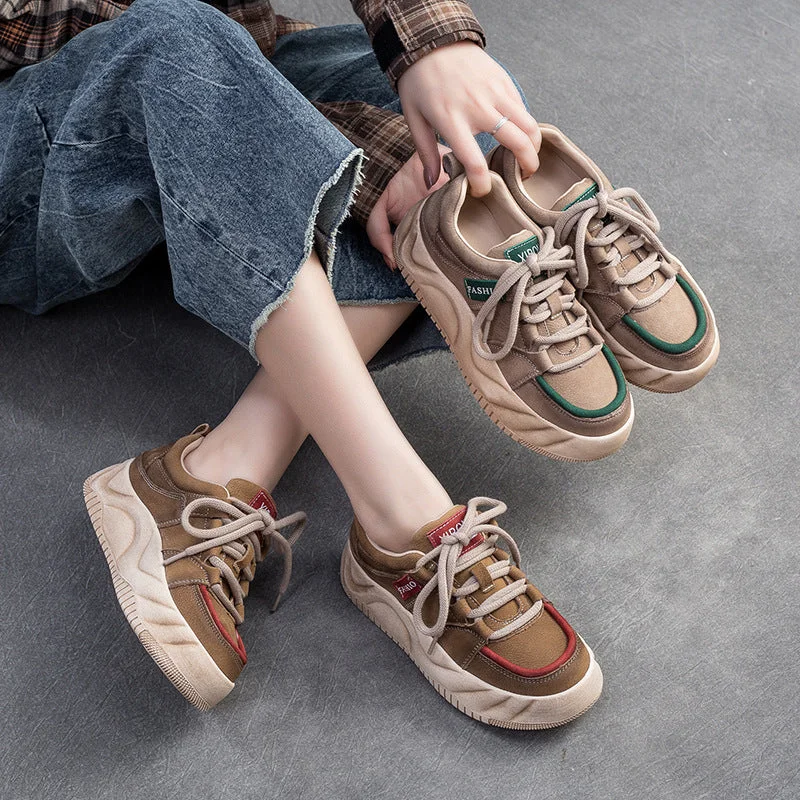 Women's casual shoes with embroidery for a detailed designWomen Retro Patchwork Leather Thick Soled Casual Shoes Women's casual shoes with embroidery for a detailed designWomen Retro Patchwork Leather Thick Soled Casual Shoes