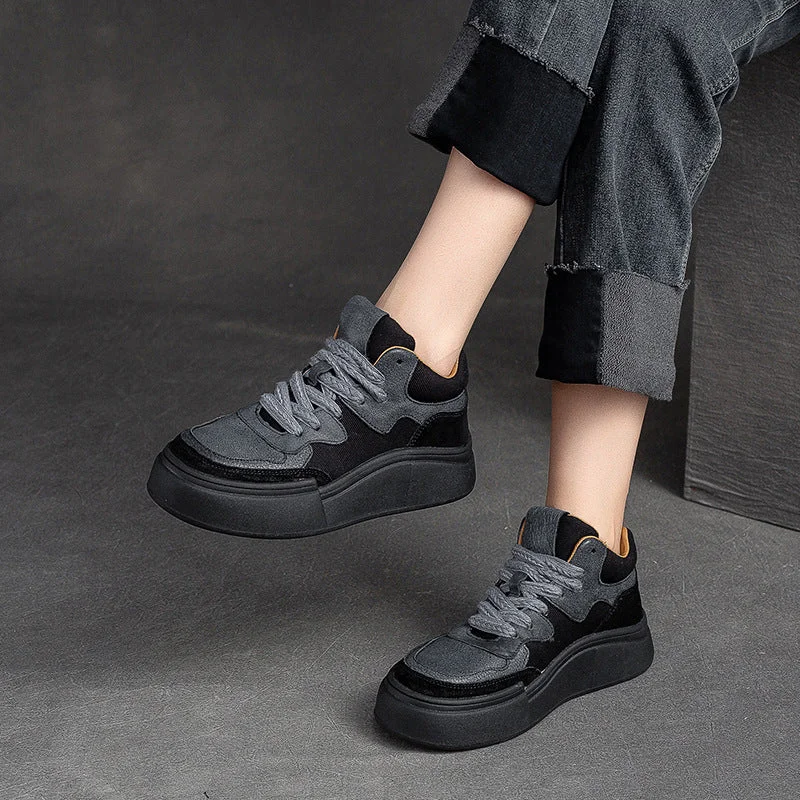 Women's casual ankle boots for a versatile optionWomen Retro Patchwork Thick Soled Casual Shoes Women's casual ankle boots for a versatile optionWomen Retro Patchwork Thick Soled Casual Shoes