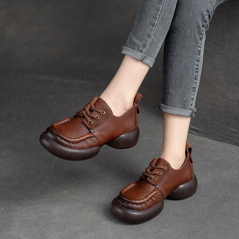 Women's casual boots with a zipper for easy on - offWomen Retro Soft Leather Thick Soled Casual Shoes Women's casual boots with a zipper for easy on - offWomen Retro Soft Leather Thick Soled Casual Shoes