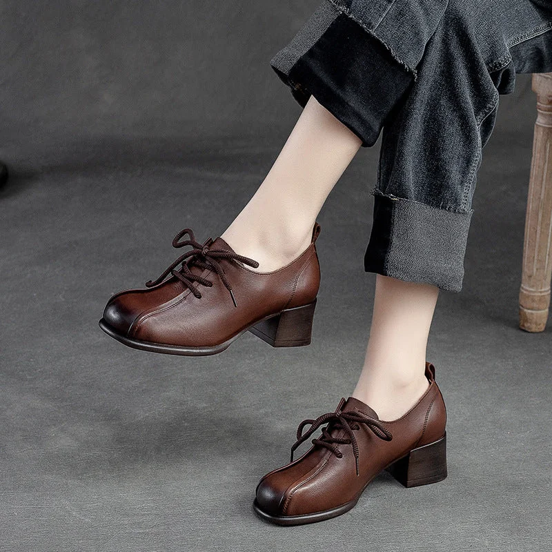 Women's casual platform shoes for added heightWomen Soft Leather Minimalist Chunky Heel Casual Shoes Women's casual platform shoes for added heightWomen Soft Leather Minimalist Chunky Heel Casual Shoes