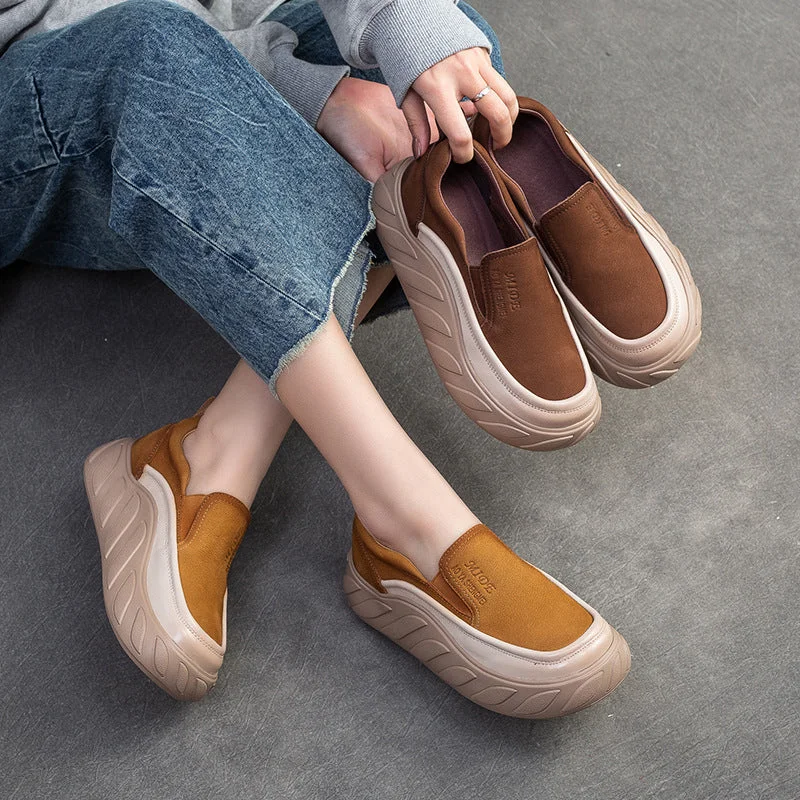 Women's casual shoes for walking long distancesWomen Spring Minimalist Leather Thick Soled Casual Shoes Women's casual shoes for walking long distancesWomen Spring Minimalist Leather Thick Soled Casual Shoes