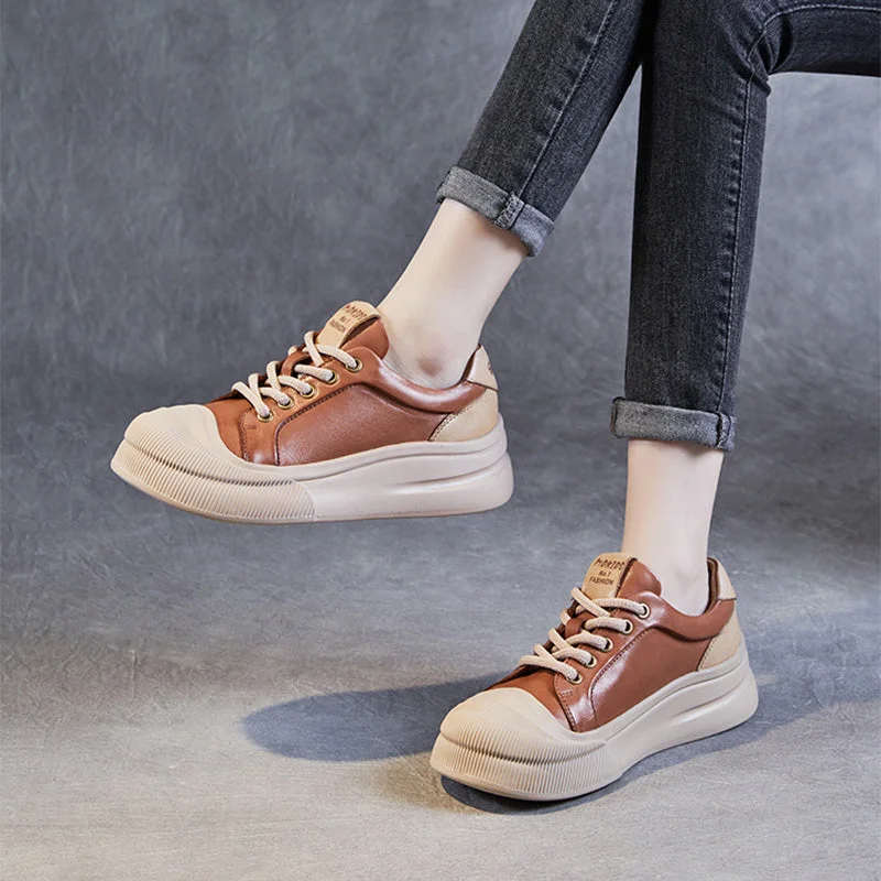 Women's casual suede shoes for a soft textureWomen Stylish Leather Thick Soled Casual Shoes Women's casual suede shoes for a soft textureWomen Stylish Leather Thick Soled Casual Shoes