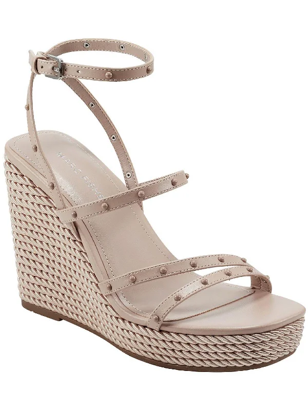 Striped women's espadrilles in a classic designZig Womens Faux Leather Studded Wedge Sandals Striped women's espadrilles in a classic designZig Womens Faux Leather Studded Wedge Sandals